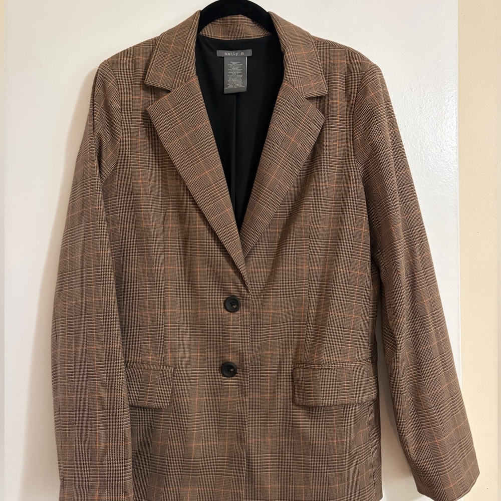 Matty M Tan Plaid Women's Blazer